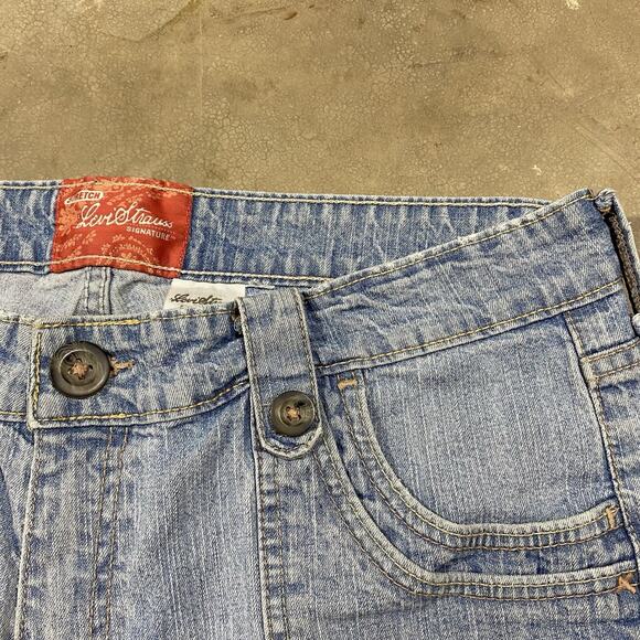 Levi Strauss Signature Stretch Jeans Light Wash 35x23 Cropped Y2K - Picture 8 of 13